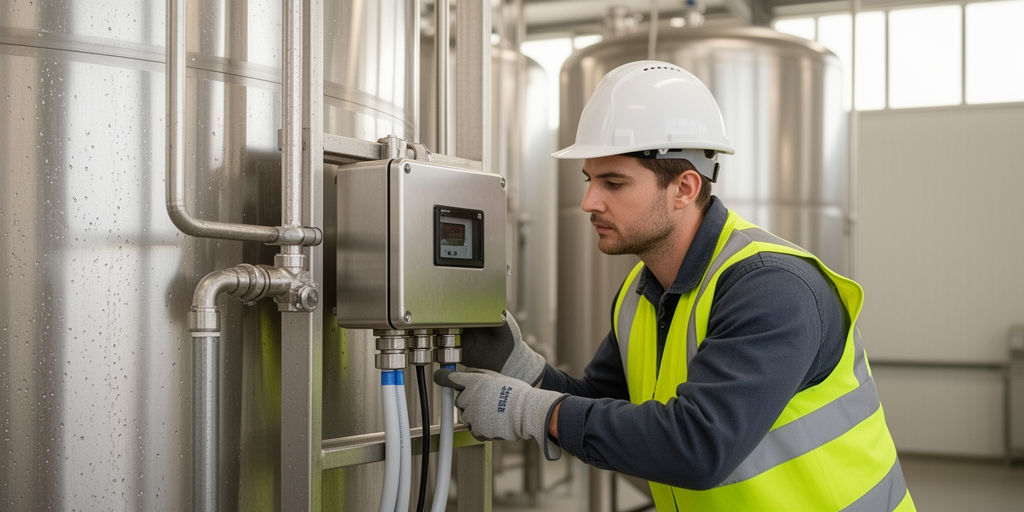 Осмотр герметичного распределительного короба у резервуаров