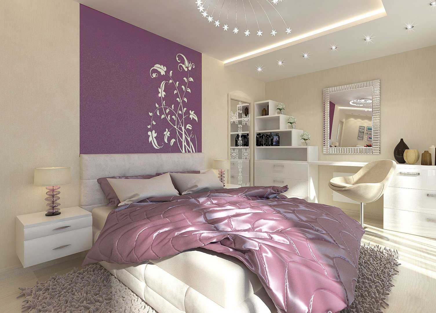 Спальни лилового цвета - 32 фото дизайнов в разных стилях