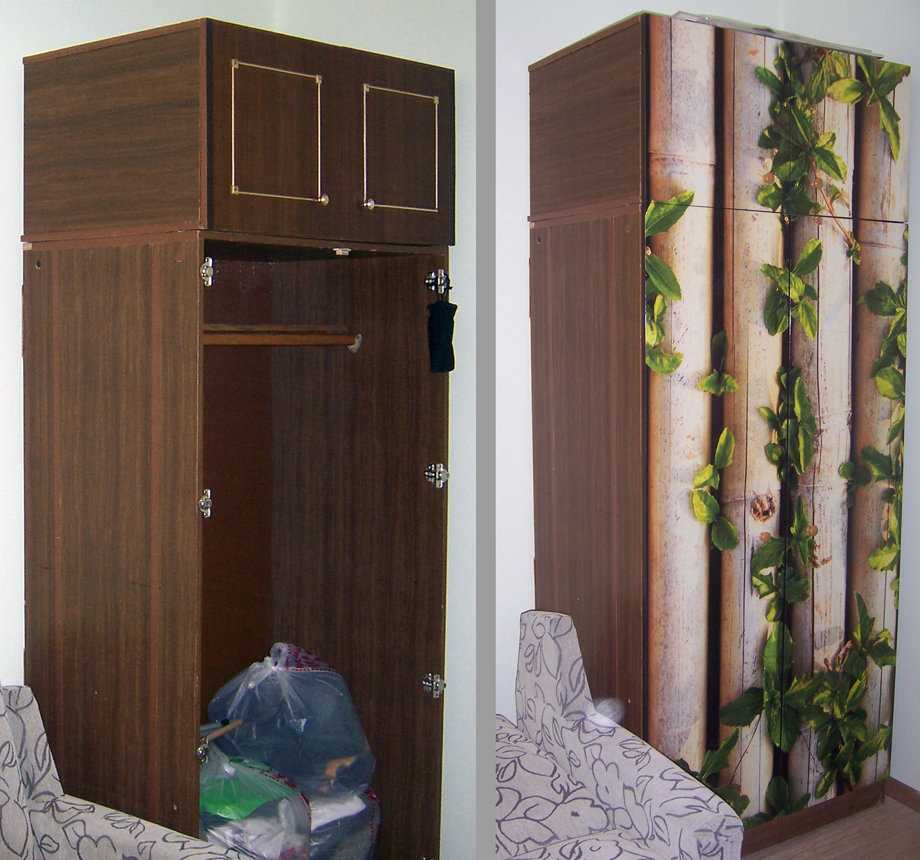 Идеи, с помощью которых можно сделать свой старый шкаф красивей и современней Чем можно обклеить шкаф Как задекорировать заднюю стенку