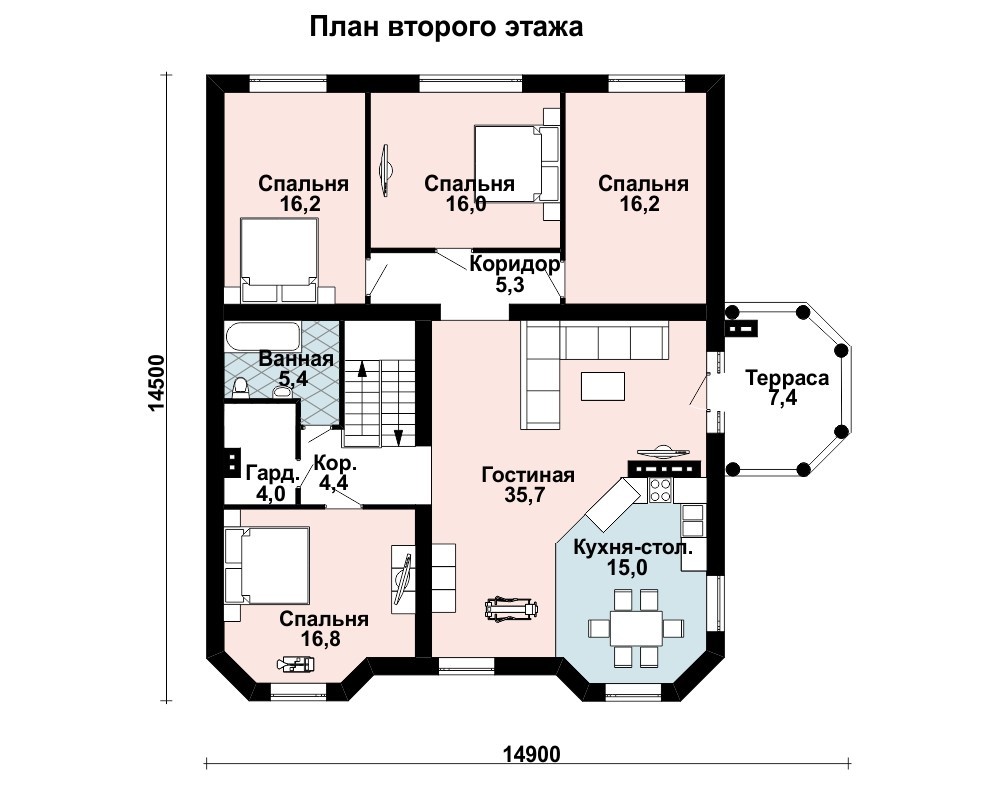 Эргономичный и уютный пятимодульный дом