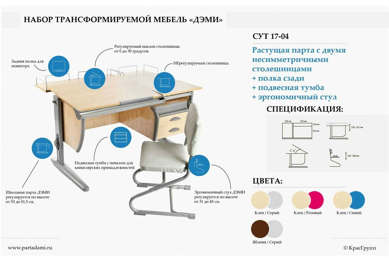 стандартный размер ученического стола