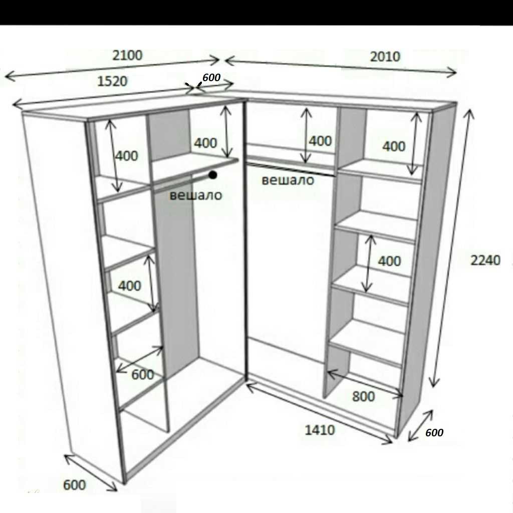 Угловой шкаф чертеж pro100