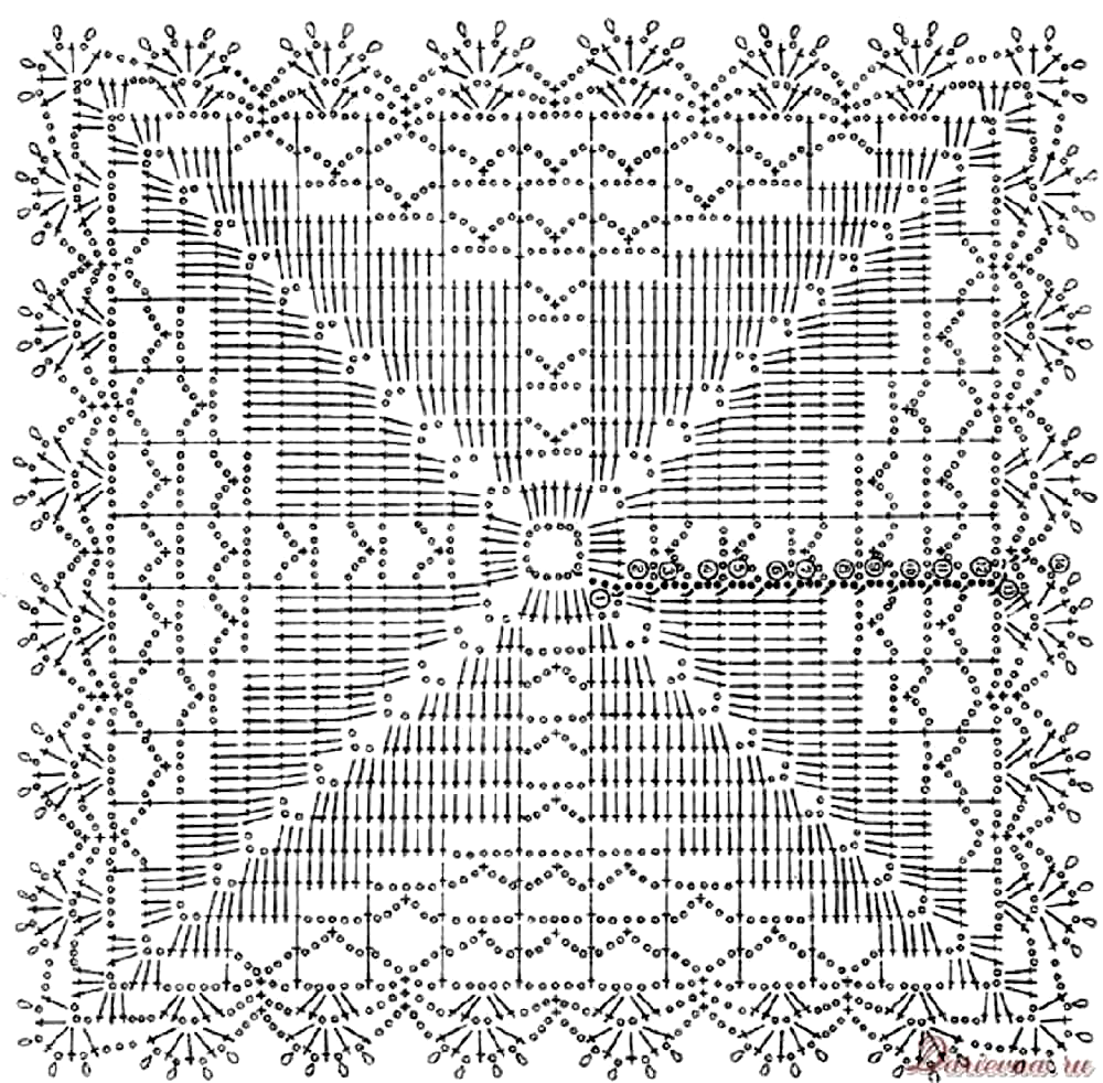 Квадратная салфетка крючком со схемой