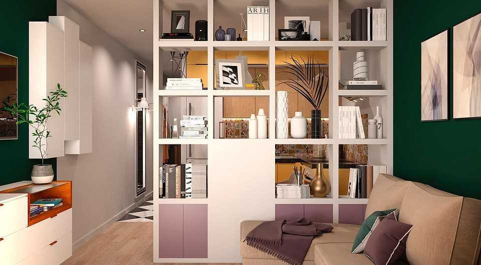 Организовать пространство комнаты можно разными способами Одним из эффективных и практичных вариантов является использование стеллажей-перегородок
