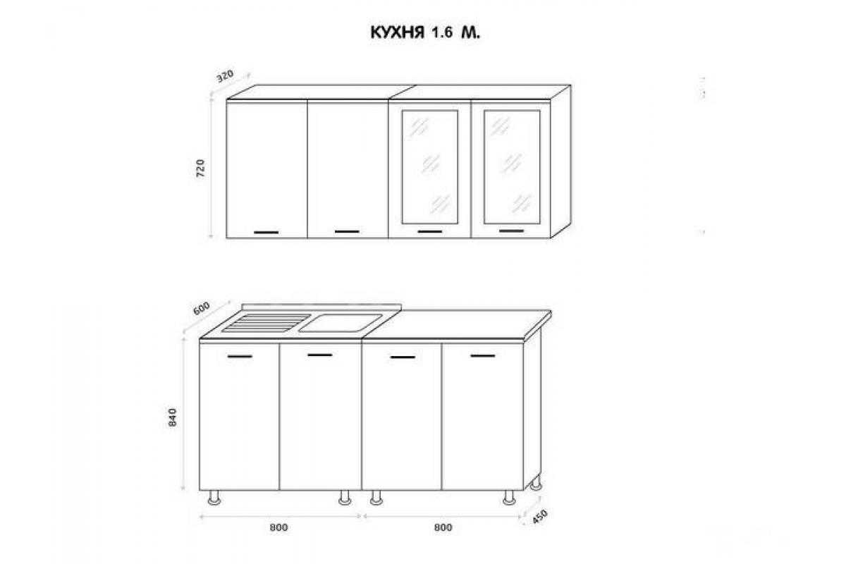Чертежи шкафов для кухни с указанием размеров