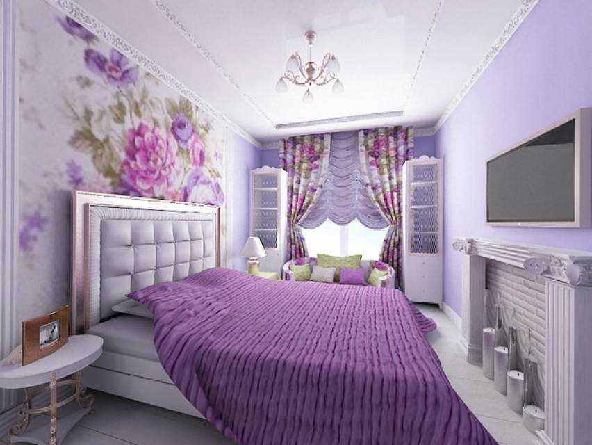Лиловая спальня - фото дизайна интерьеров