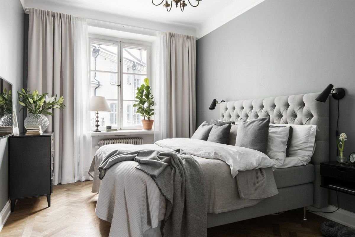 светло серый цвет в интерьере спальни