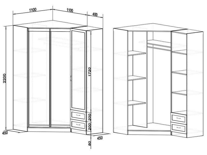 Размеры кухонных шкафов, стандарты в зависимости от типа конструкции