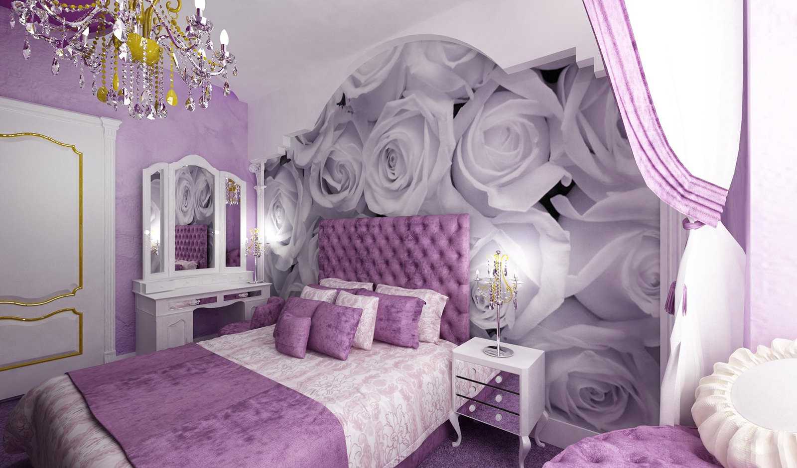 Лиловая спальня - 100 лучших фото примеров необычного дизайна