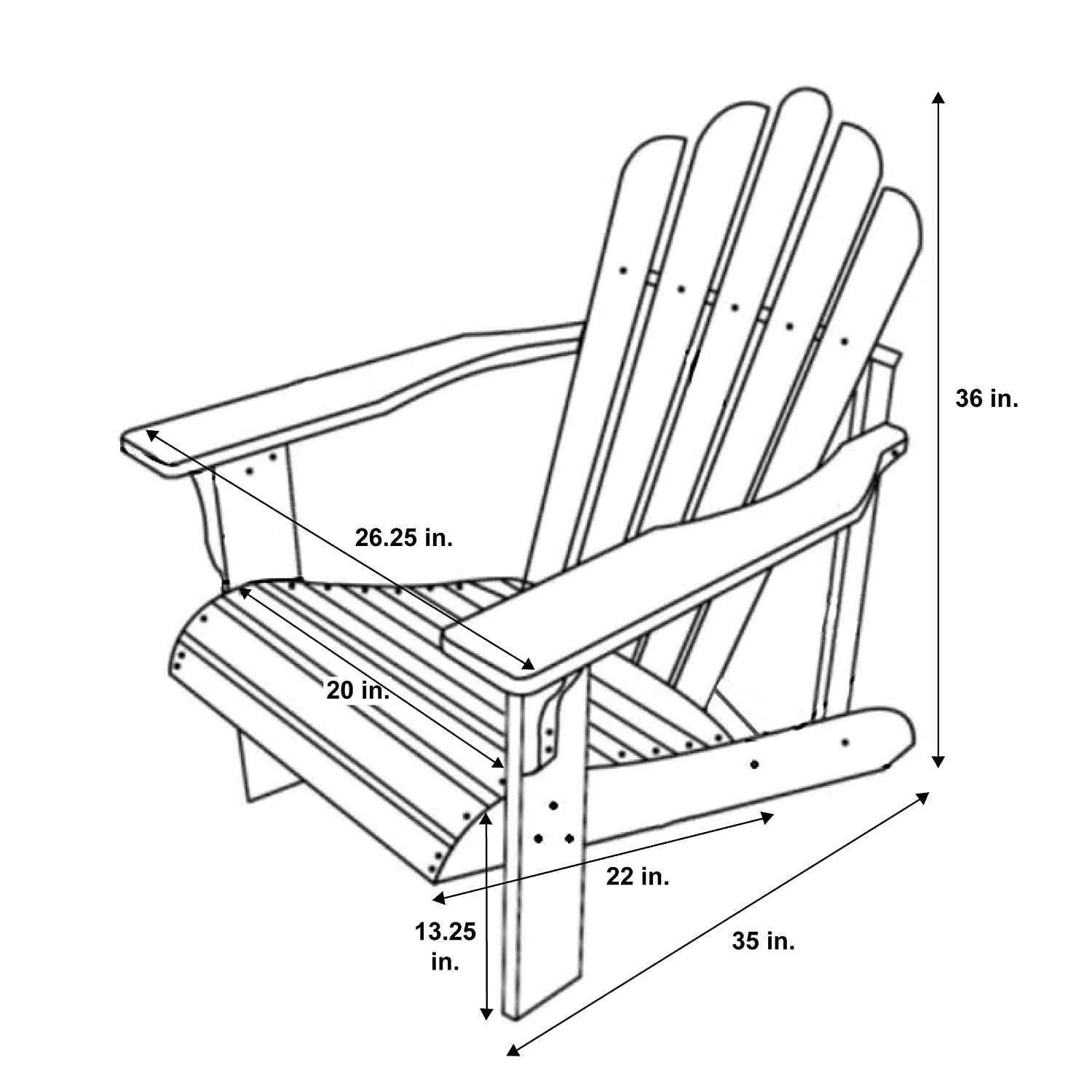 Садовое кресло Адирондак чертежи