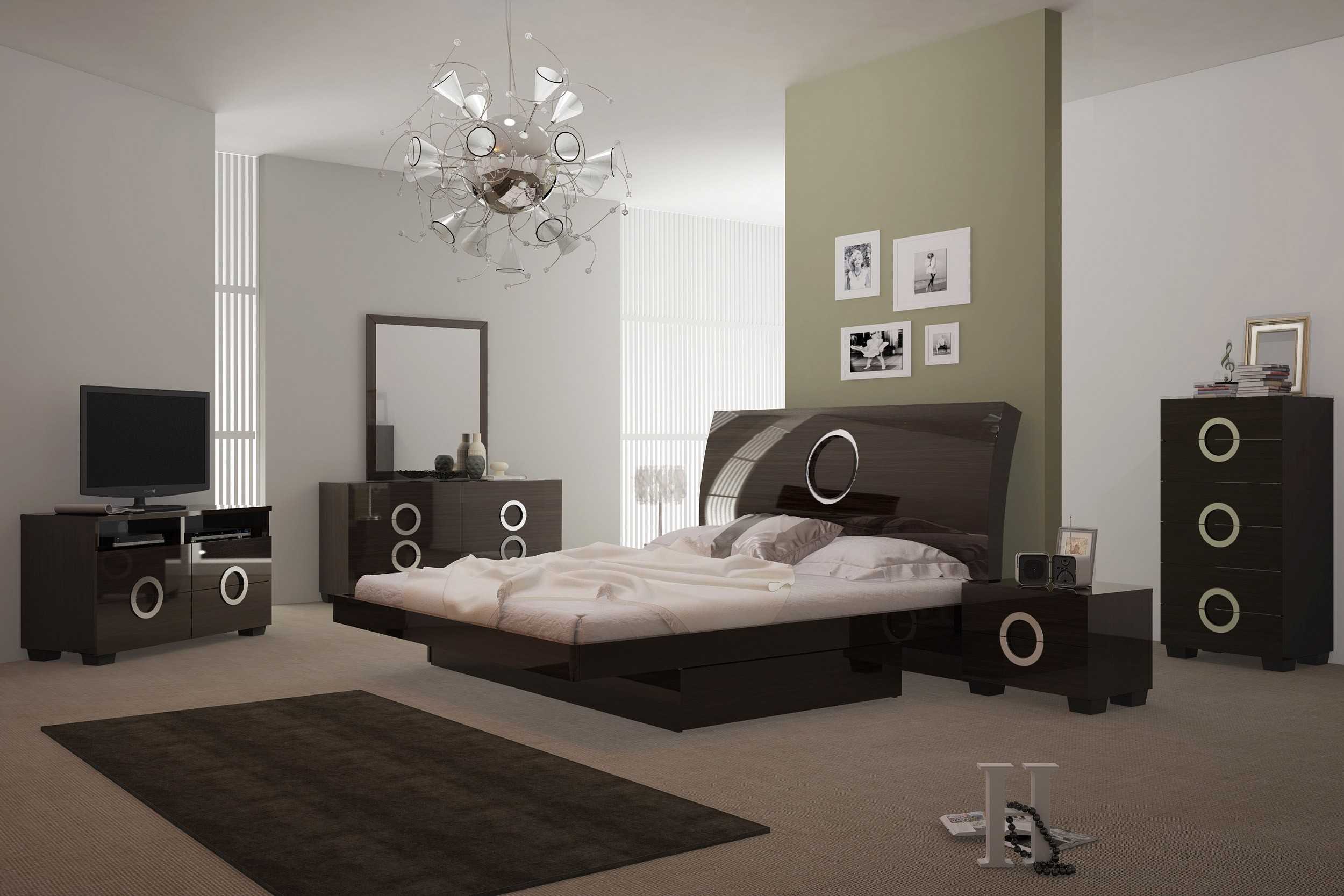 комната с мебелью цвета венге