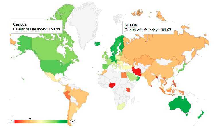 Топ-60 стран мира по уровню жизни населения