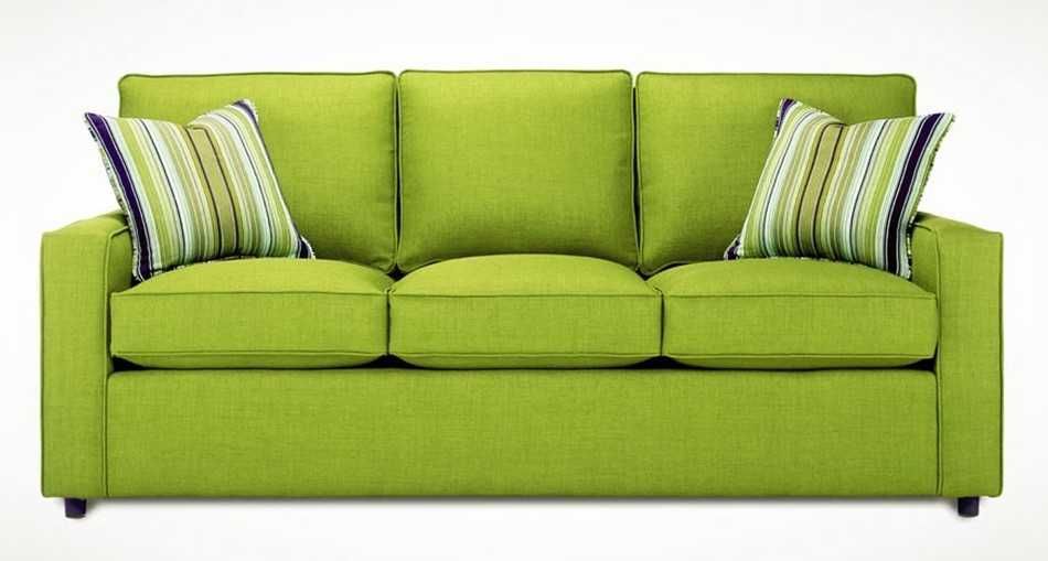 Зелёный диван: правила сочетания в интерьере