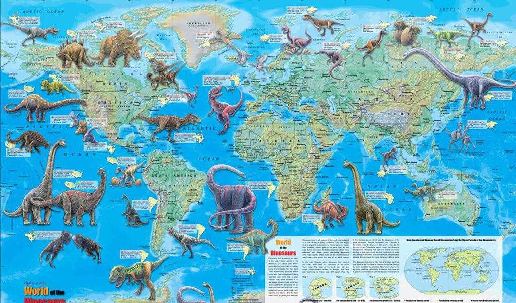 Карта нахождения останков динозавров. Карта динозавров Юрского периода.