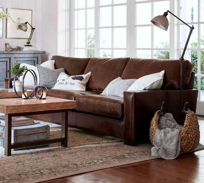 Коричневый диван в интерьере, в каких стилях уместен, как выбрать модель, подходящую по конструкции, цвету и форме - 46 фото